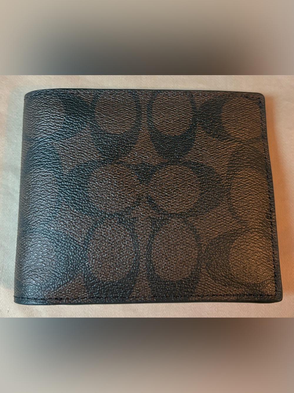 Coach Men’s Signature Canvas Bifold Wallet Brown Black NWOT Condition